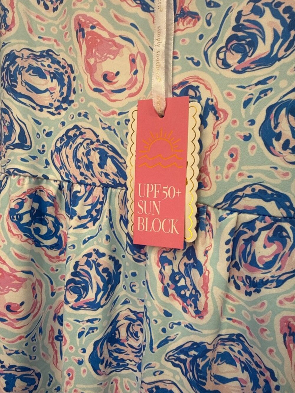 Simply Southern Tiered UPF Dress Oyster Print Large NWT - Picture 2 of 6